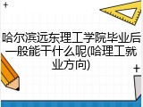 哈尔滨远东理工学院毕业后一般能干什么呢(哈理工就业方向)