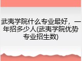 武夷学院什么专业最好，一年招多少人(武夷学院优势专业招生数)