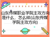 山东传媒职业学院主攻方向是什么，怎么样(山东传媒学院主攻方向)