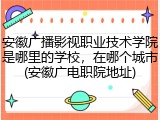 安徽广播影视职业技术学院是哪里的学校，在哪个城市(安徽广电职院地址)