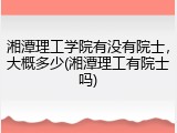 湘潭理工学院有没有院士，大概多少(湘潭理工有院士吗)