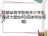 成都体育学院有多少学生，师资力量如何(成体师生规模)