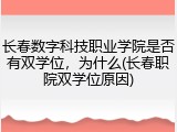 长春数字科技职业学院是否有双学位，为什么(长春职院双学位原因)