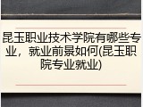 昆玉职业技术学院有哪些专业，就业前景如何(昆玉职院专业就业)