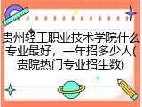 贵州轻工职业技术学院什么专业最好，一年招多少人(贵院热门专业招生数)