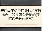 天津电子信息职业技术学院宿舍一般是怎么分配的(学院宿舍分配方式)