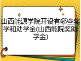 山西能源学院开设有哪些奖学和助学金(山西能院奖助学金)