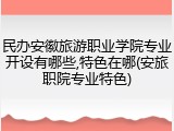 民办安徽旅游职业学院专业开设有哪些,特色在哪(安旅职院专业特色)