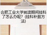 合肥工业大学就读期间挂科了怎么办呢？(挂科补救方法)