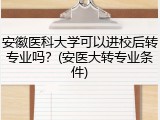 安徽医科大学可以进校后转专业吗？(安医大转专业条件)