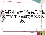 建东职业技术学院有几个校区,有多少人(建东校区及人数)