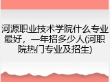 河源职业技术学院什么专业最好，一年招多少人(河职院热门专业及招生)