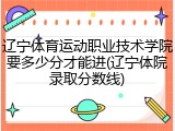 辽宁体育运动职业技术学院要多少分才能进(辽宁体院录取分数线)