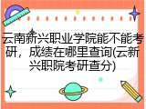 云南新兴职业学院能不能考研，成绩在哪里查询(云新兴职院考研查分)