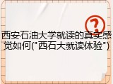 西安石油大学就读的真实感觉如何("西石大就读体验")