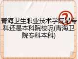 青海卫生职业技术学院是专科还是本科院校呢(青海卫院专科本科)