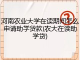 河南农业大学在读期间怎么申请助学贷款(农大在读助学贷)