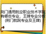 荆门通用航空职业技术学院有哪些专业，王牌专业分析(荆门航院专业及王牌)