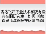青岛飞洋职业技术学院有没有在职研究生，如何申请(青岛飞洋职院在职研申请)