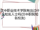 汉中职业技术学院有出过什么知名人士吗(汉中职院知名校友)