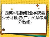 广西英华国际职业学院要多少分才能进(广西英华录取分数线)