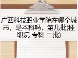 广西科技职业学院在哪个城市，是本科吗，第几批(桂职院 专科 二批)