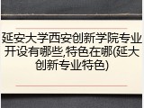 延安大学西安创新学院专业开设有哪些,特色在哪(延大创新专业特色)