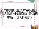 云南机电职业技术学院的招生人数和计划解读("云南机电招生计划解读")