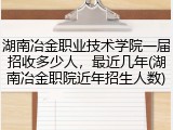 湖南冶金职业技术学院一届招收多少人，最近几年(湖南冶金职院近年招生人数)