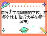 临沂大学是哪里的学校，在哪个城市(临沂大学在哪个城市)
