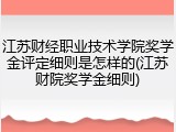 江苏财经职业技术学院奖学金评定细则是怎样的(江苏财院奖学金细则)