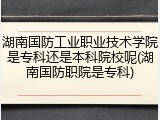 湖南国防工业职业技术学院是专科还是本科院校呢(湖南国防职院是专科)