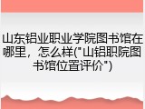 山东铝业职业学院图书馆在哪里，怎么样("山铝职院图书馆位置评价")