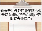 北京劳动保障职业学院专业开设有哪些,特色在哪(北劳职院专业特色)