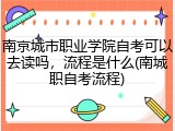 南京城市职业学院自考可以去读吗，流程是什么(南城职自考流程)
