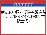 芜湖航空职业学院有没有院士，大概多少(芜湖航院有院士吗)