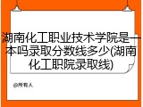 湖南化工职业技术学院是一本吗录取分数线多少(湖南化工职院录取线)