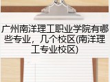 广州南洋理工职业学院有哪些专业，几个校区(南洋理工专业校区)