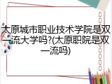 太原城市职业技术学院是双一流大学吗?(太原职院是双一流吗)