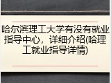 哈尔滨理工大学有没有就业指导中心，详细介绍(哈理工就业指导详情)