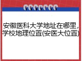 安徽医科大学地址在哪里，学校地理位置(安医大位置)