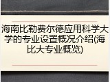 海南比勒费尔德应用科学大学的专业设置概况介绍(海比大专业概览)