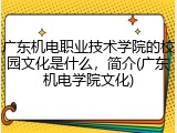 广东机电职业技术学院的校园文化是什么，简介(广东机电学院文化)