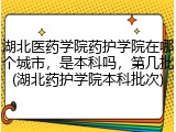湖北医药学院药护学院在哪个城市，是本科吗，第几批(湖北药护学院本科批次)