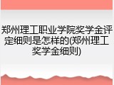 郑州理工职业学院奖学金评定细则是怎样的(郑州理工奖学金细则)
