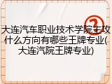 大连汽车职业技术学院主攻什么方向有哪些王牌专业(大连汽院王牌专业)