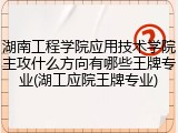 湖南工程学院应用技术学院主攻什么方向有哪些王牌专业(湖工应院王牌专业)