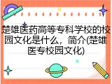 楚雄医药高等专科学校的校园文化是什么，简介(楚雄医专校园文化)