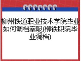 柳州铁道职业技术学院毕业如何调档案呢(柳铁职院毕业调档)