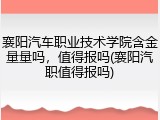 襄阳汽车职业技术学院含金量量吗，值得报吗(襄阳汽职值得报吗)
